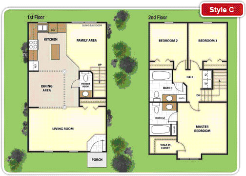 Colored Floorplans and Elevations